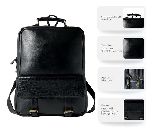 Mochila De Lujo De Cuero Genuino Mochila Elegante Viajes De