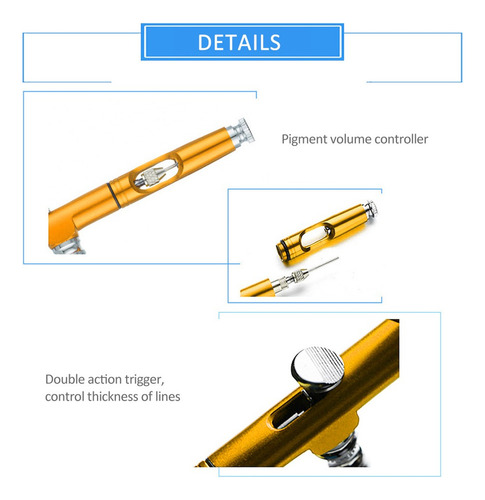 Kit De Aerógrafo Usb Recargable De Oro Compresor Portátil