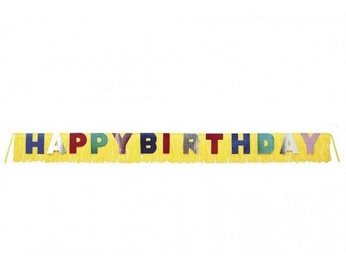 Banner Happy Birthday Gigante Metalizado Con Flecos 2,85mts