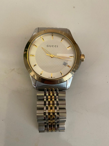 Relógio Feminino Gucci Social Slim Aço E Ouro Mod. 126.4