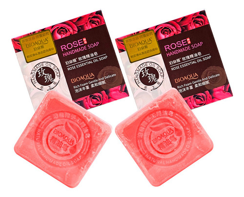 2 Jabón Natural De Rosas Bioaqua 100g Desintoxicante