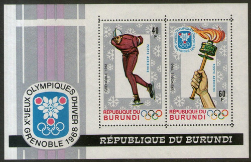 Burundi Bloc X 2 Sellos Mint Olimpíadas Francia Año 1968 