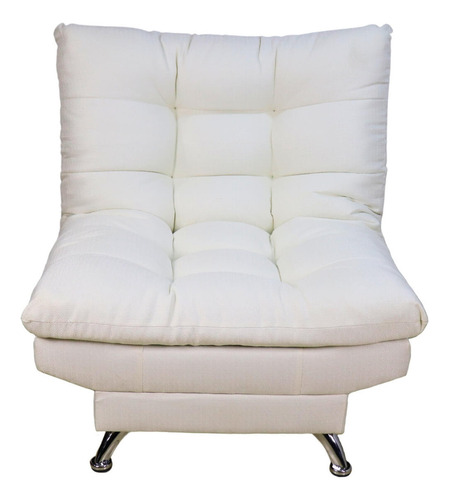 Sillón Individual Moderno Ocasional Reclinable 3 Posiciones Color Beige Diseño De La Tela Lino