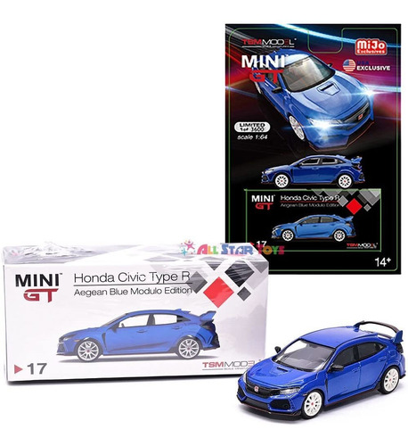 Mini Gt 2017 Civic Type R Fk8 Aegean Blue Modulo Edition