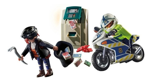 Imagen 2 de 8 de Playmobil Moto Policia Persecucion Ladron 70572 City Action