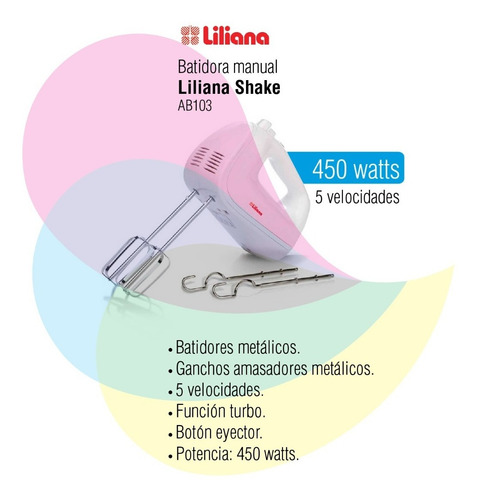 Batidora Manual Liliana Shake 450w Ab103