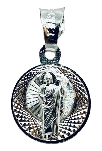 Medalla De San Judas Tadeo Diamantada 1.2cm Diámetro (dplata
