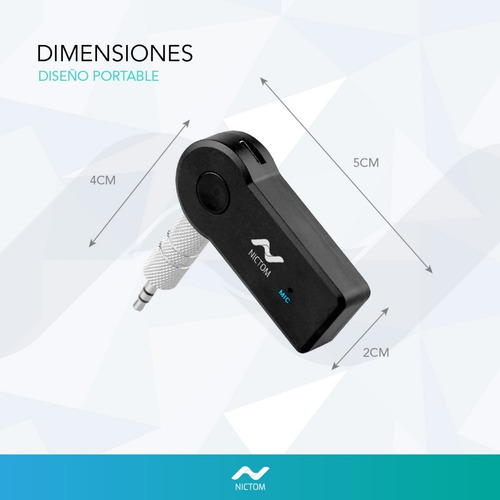 Imagen 4 de 4 de Receptor Bluetooth Batería Con Control Volumen Manos Libres