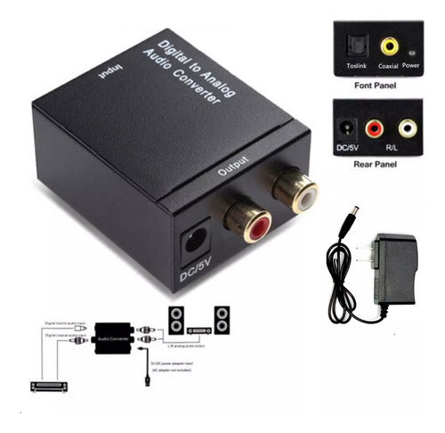 Conversor Audio Toslink Optico Digital Coaxial A Rca Analogo Marinshop Convertidor De Audio Digital A Analógico Fibra Optica Toslink
