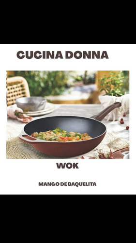 Sartén Wok 30 Cm. Cucina Donna Color Marrón Marrón