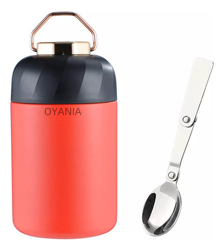 OYANIA Termo Portatil Comida Caliente Fría Sopa Acero Inox. 600ml Termo , Con Cuchara Plegable, Recipiente Sellado A Prueba De Fugas Con La Escuela,Oficina,Picnic,Niño(rojo)