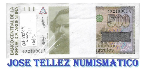 Fajo Billetes X 100 $ 500 Australes Sin Circular Palermo (Usado)