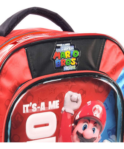 Mochila Back Pack Escolar De Primaria The Super Mario Bros Movie En 3d Hardshell Color Rojo