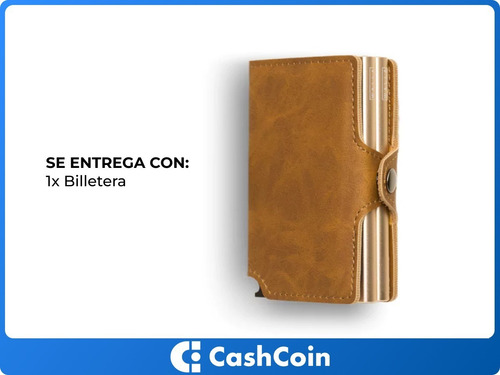 Imagen 7 de 10 de Billetera Walla Wallets Vintage Light Pardo Doble Cuero Rfid