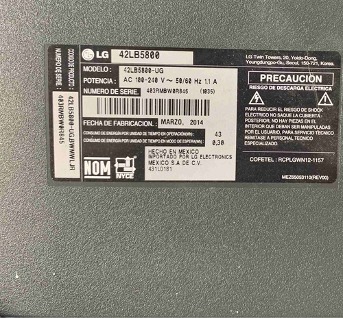 Bocinas Lg 42lb5800 (Usado)