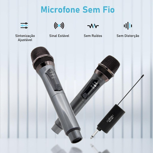 Kit 2 Microfone Sem Fio Profissional Uhf Led Com Receptor Ec