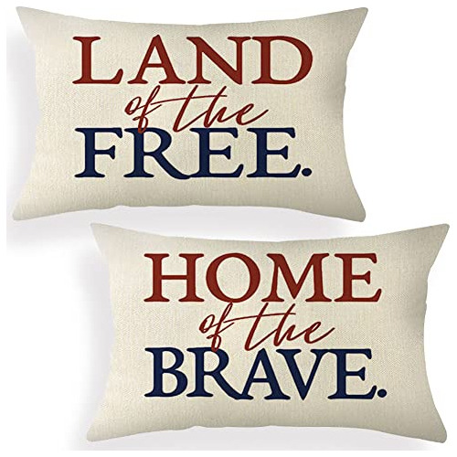 America Home Of The Brave Lumbar Throw Pillow Cover, 12...