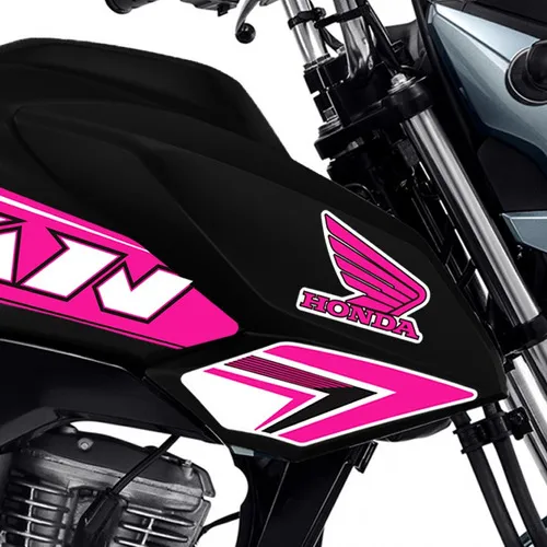 Kit Adesivos Tanque Moto Honda Cg Fan Rosa 160 2018/2020
