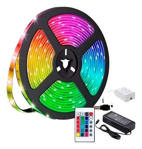 Set 2 Cintas Led Rgb 5 Metros 5050 Ip64 Control Remoto Tira