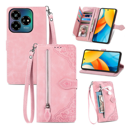 Funda De Piel Tipo Cartera Con Ranura Para Teléfono Zte Nubia V70 Max