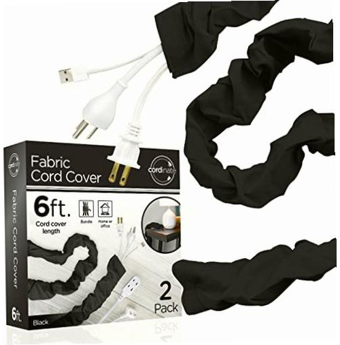 Cordinate Fabric Cord Cover, Paquete De 2, 6 Pies,