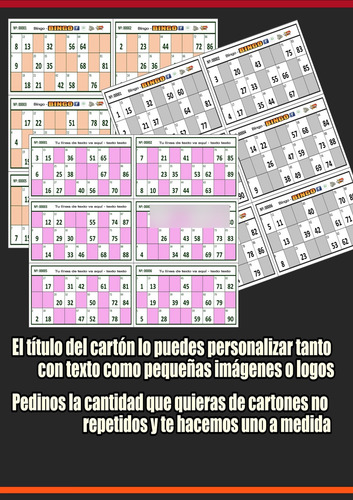 Pdf Cartones De Bingo 1-90 1200 Cartones 200 Pdfs X 6 Cu