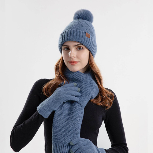 Gorro De Lana Y Para Mujer E Invierno, Bufanda Cálida, Guant