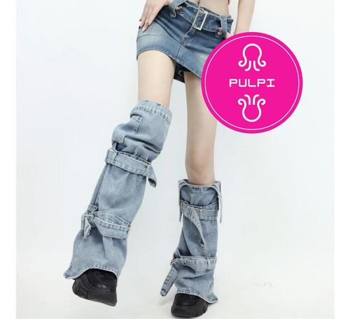 Calentitos Polaina Jean Denim Punk Grunge Y2k Aesthetic