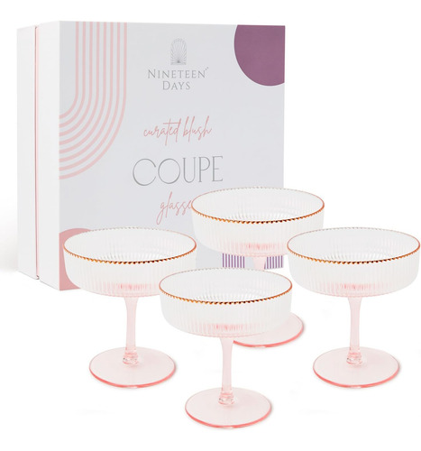 Nineteen Days Copas Coupé Rosas Juego De 4 Copas Con Borde D