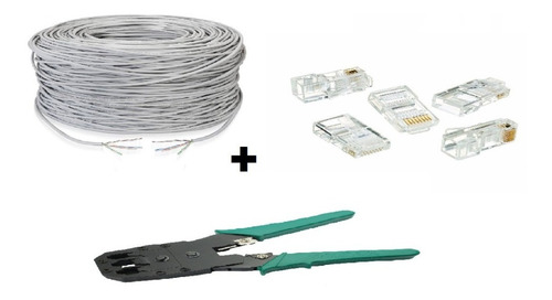 Super Promo! 50mts Cable Red + Pinza Rj45 Rj11/9 + 10 Fichas