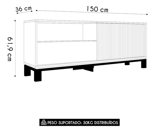 Rack Bancada Para Tv 55 Pol 150cm Lucca Areia/freijó C01 - M