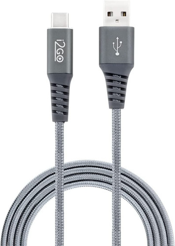 Cabo Usb-c Celular 2m 2,4a Nylon Trançado Chumbo - I2go Pro