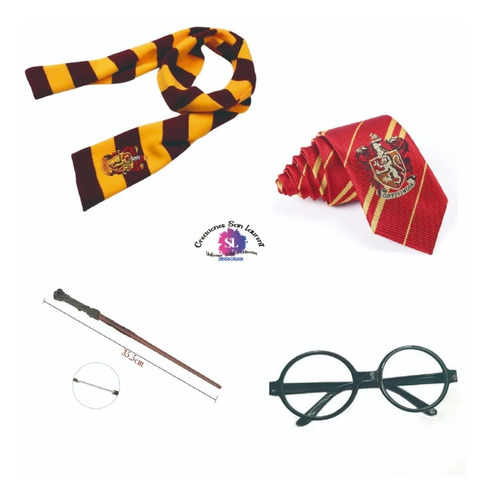 Kit Harry Potter Disfraz (bufanda, Gafas, Varita, Corbata)