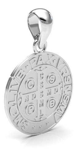 Imagen 2 de 10 de Dije Medalla San Benito 2 Cm Plata .925 Agálea Joyería