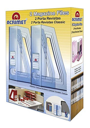 Set 2 Revisteros Acrilico Acrimet P/ Oficina , Humo, Cristal