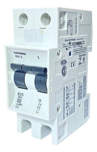 Mini Disjuntor Interruptor Bipolar Din 0,5a Curva C Siemens