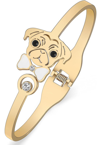 Duowei Lindo Brazalete De Pug Brazalete De Acero Inoxidable 