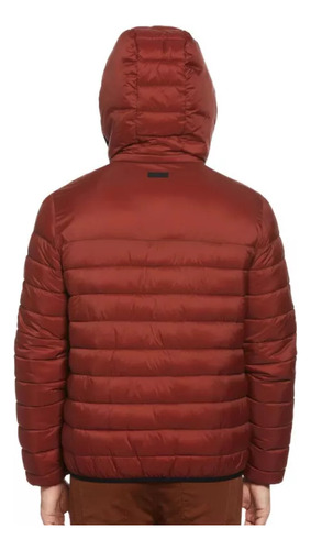Chamarra Perry Ellis Lightweight Hooded Puffer Vino Hombre 4