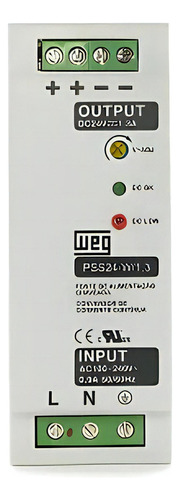 Fonte De Alimentação Chaveada Weg 24v 1,3a 30w - Pss24-w/1,3 (Usado)