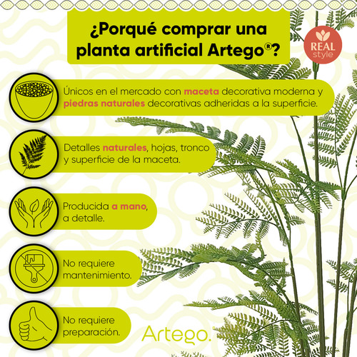 Planta Artificial Moderna Con Maceta Decorativa Real Style Jacaranda Grande 150cm De Alto Artego Para Hogar Sala Comercio Oficina