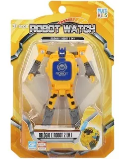 Robot Watch Pop Toys Relogio E Robo 2 Em 1 Amarelo Multikids