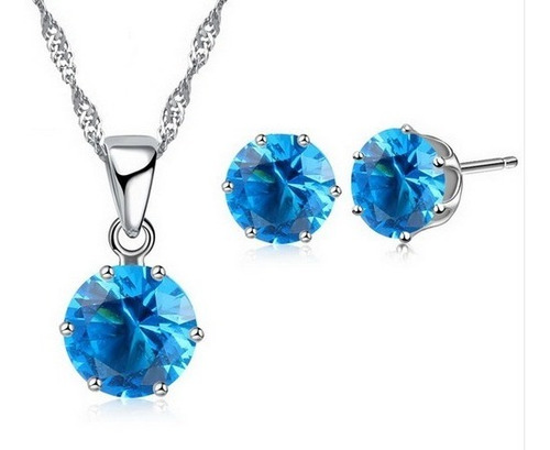 Imagen 2 de 3 de Set Collar Y Aretes Baño Plata 925, Sencillo Ii