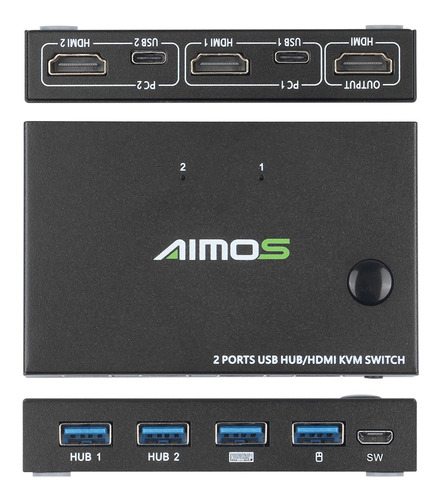 Aimos Am-kvm201cc Soporte De Conmutador Kvm De 2 Puertos 4k*