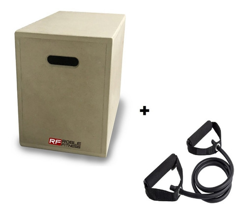Imagen 1 de 10 de Kit Cajon De Salto Reforzado 30x40x50 + Banda Elastica Larga