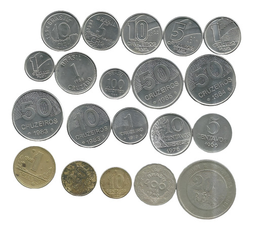 400 Réis 1940 + 50 E 100 Cruzeiros 1985 + 17 Moedas