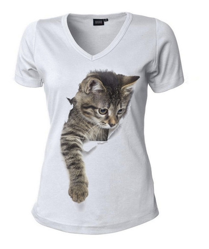 Camisetas Para Mujer Gato 3d Blusa Dama