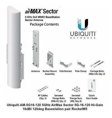 Imagem 3 de 3 de Antena Ubnt Am-5g16-120 4.9-5.9ghz Basestation 16dbi 120º