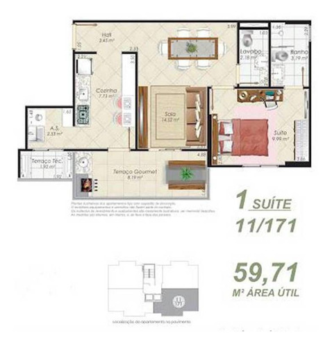 Imagem 4 de 4 de Apartamento, 1 Dorms Com 59.71 M² - Aviação - Praia Grande - Ref.: Arj290 - Arj290