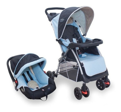 Kit Carrinho E Bebê Conforto Smart Baby Style Travel System Cor Rosa Cor do chassi Azul