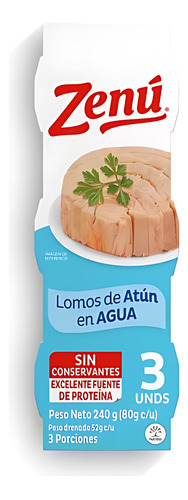 Lomo Atun Zenu En Agua X 3 Unidades X 80 Gr